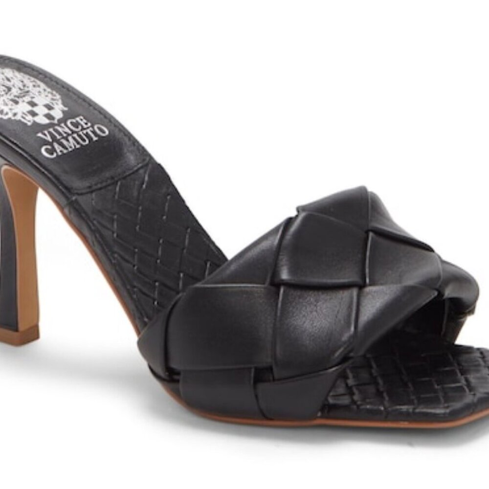 Vince Camuto Brelanie Woven-Strap Black Mule Women’s Size 8.5M